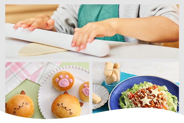 生地をこねる子供のアップ
