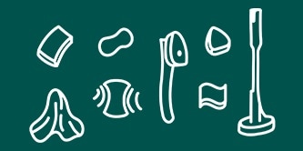 アイコン：掃除用具（ブラシ、スポンジ、たわし、掃除用クロス）
